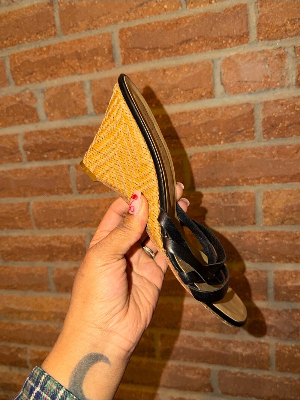 Banana Republic Black-Strap Woven Wedge Sandal